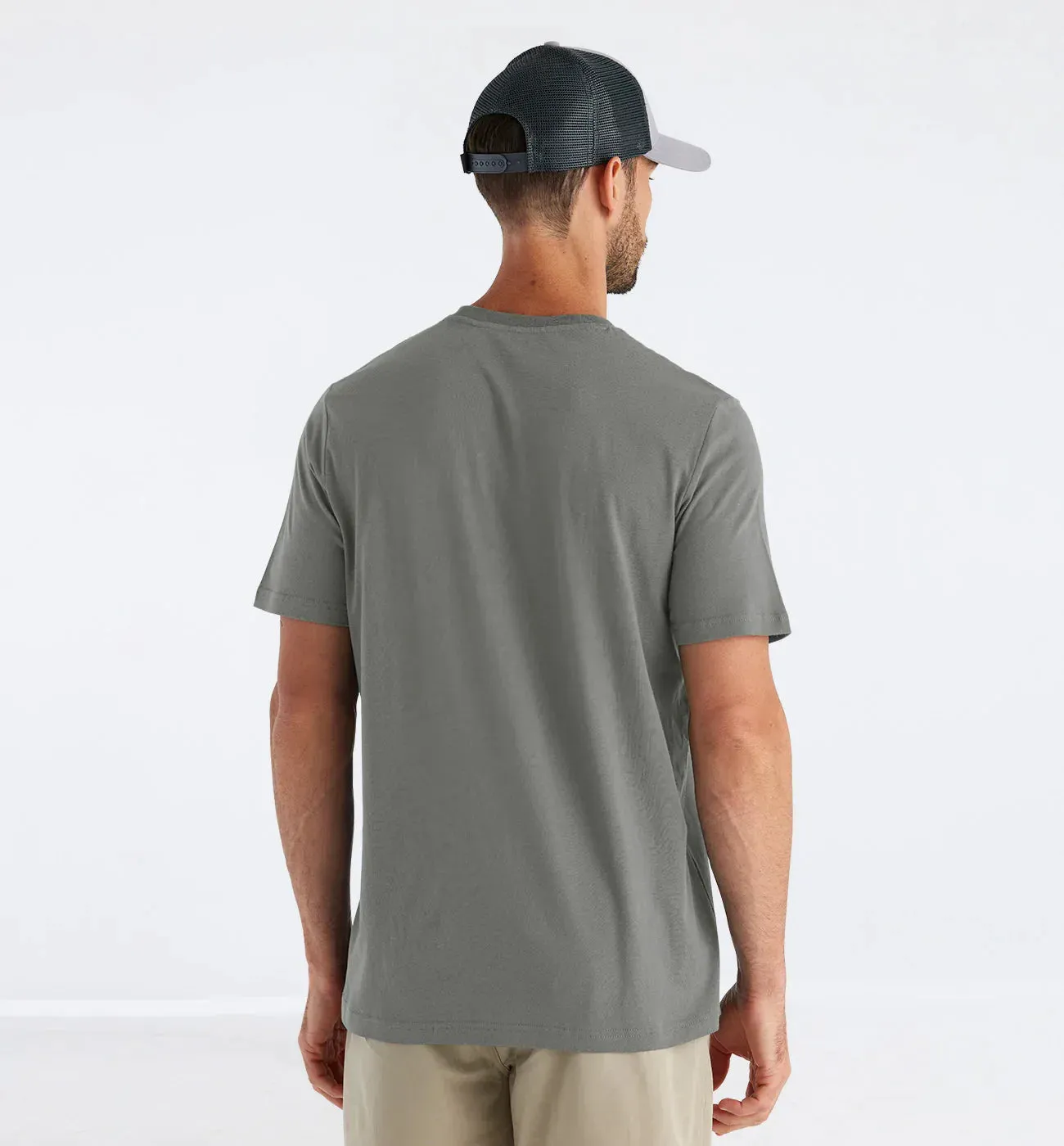 Free Fly Men's Bamboo Heritage Pocket Tee in Fatigue