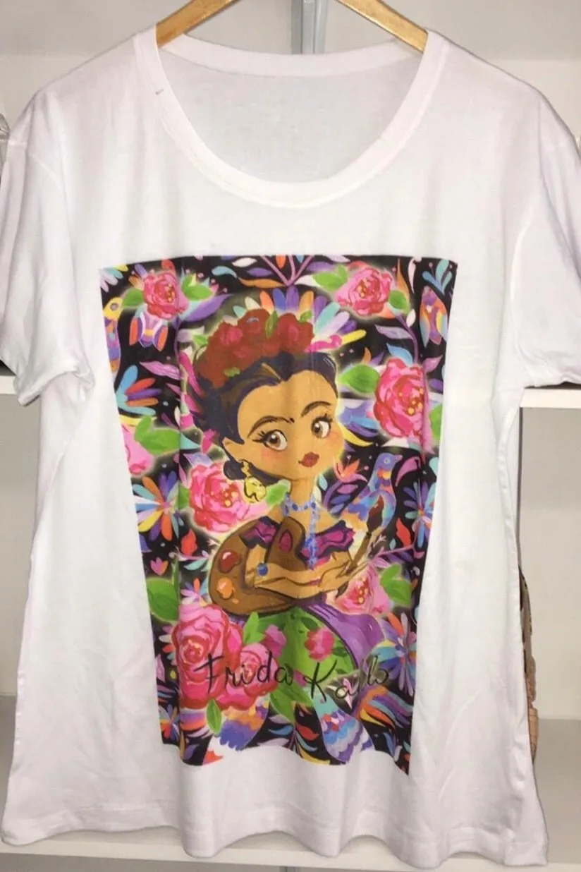 Frida Kahlo Artist Black Otomi Printed T-Shirt