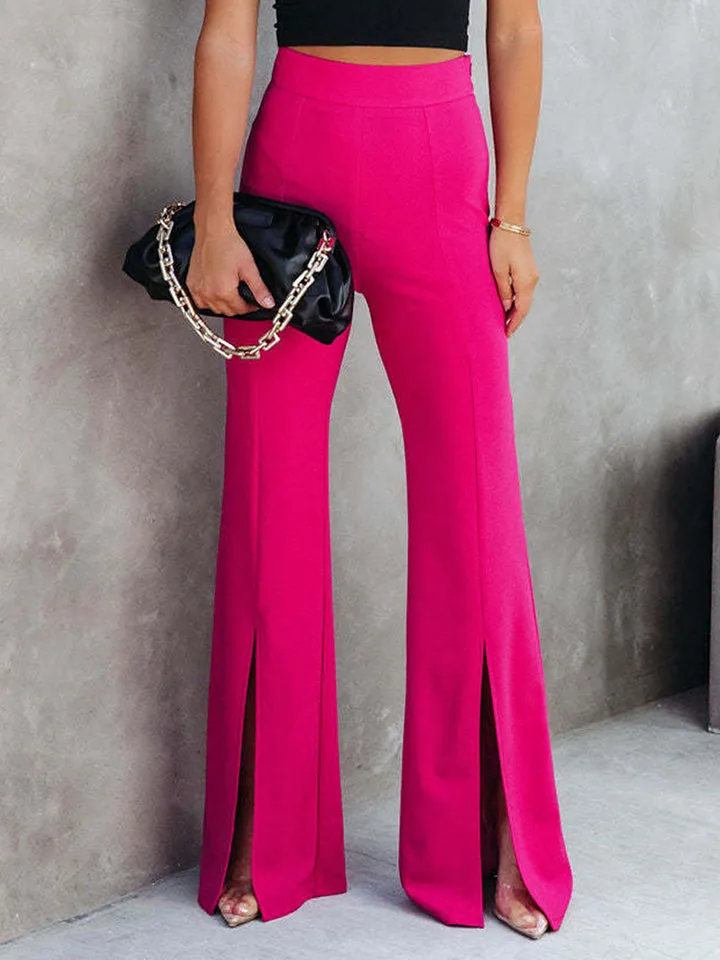 Front Slit Flare Leg Pants Women's Trousers and dress pants