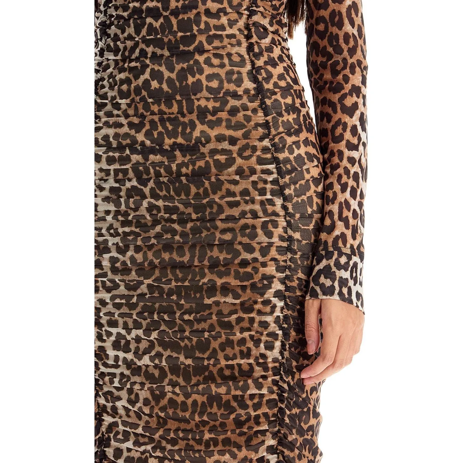 Ganni 'animal print midi dress in mesh