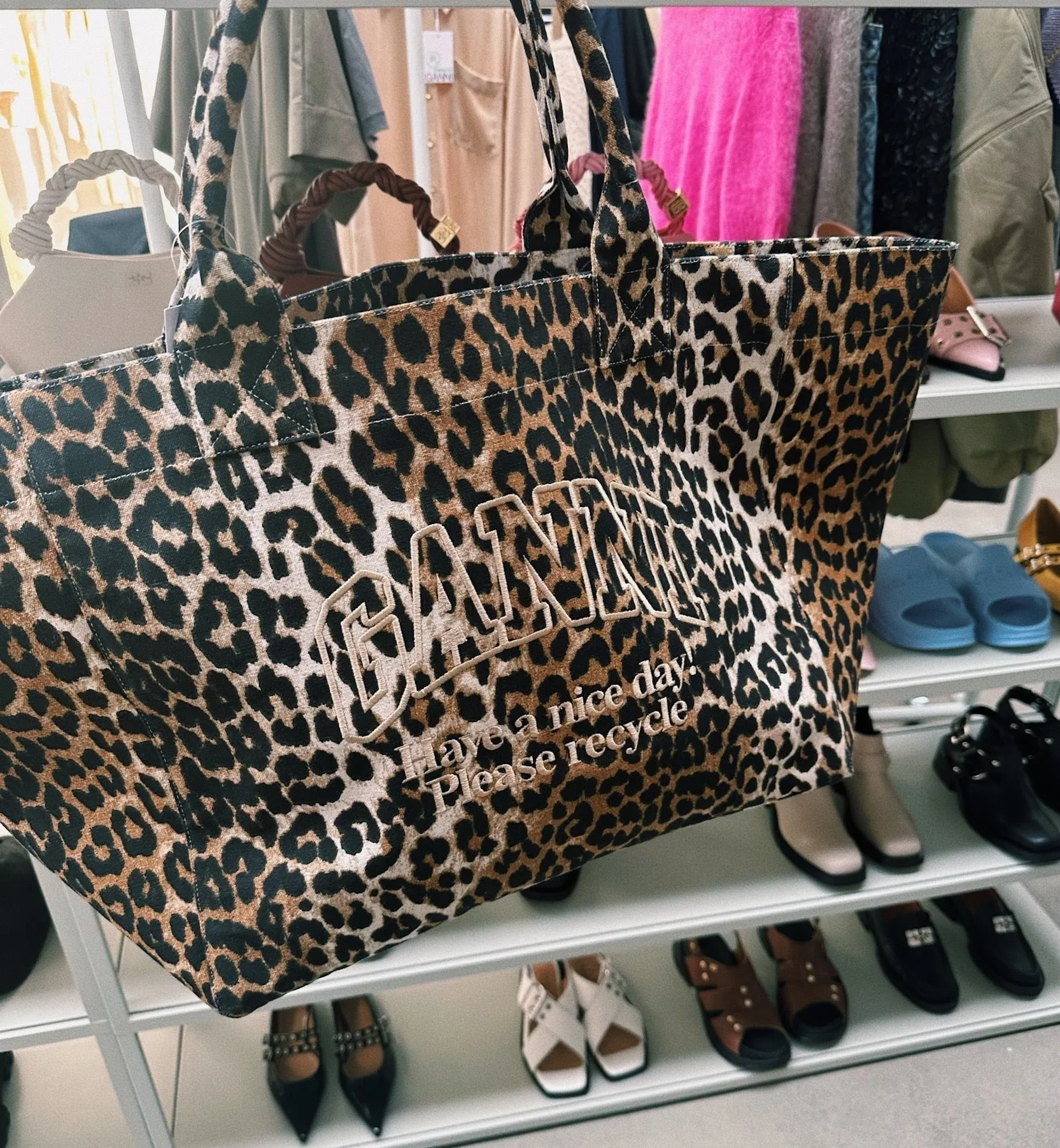 GANNI Leopard Shopper