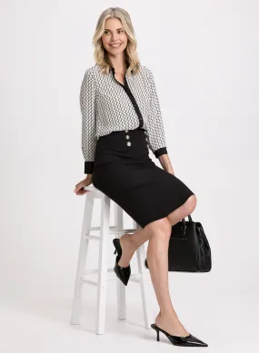 Geometric Print Blouse & Pencil Skirt