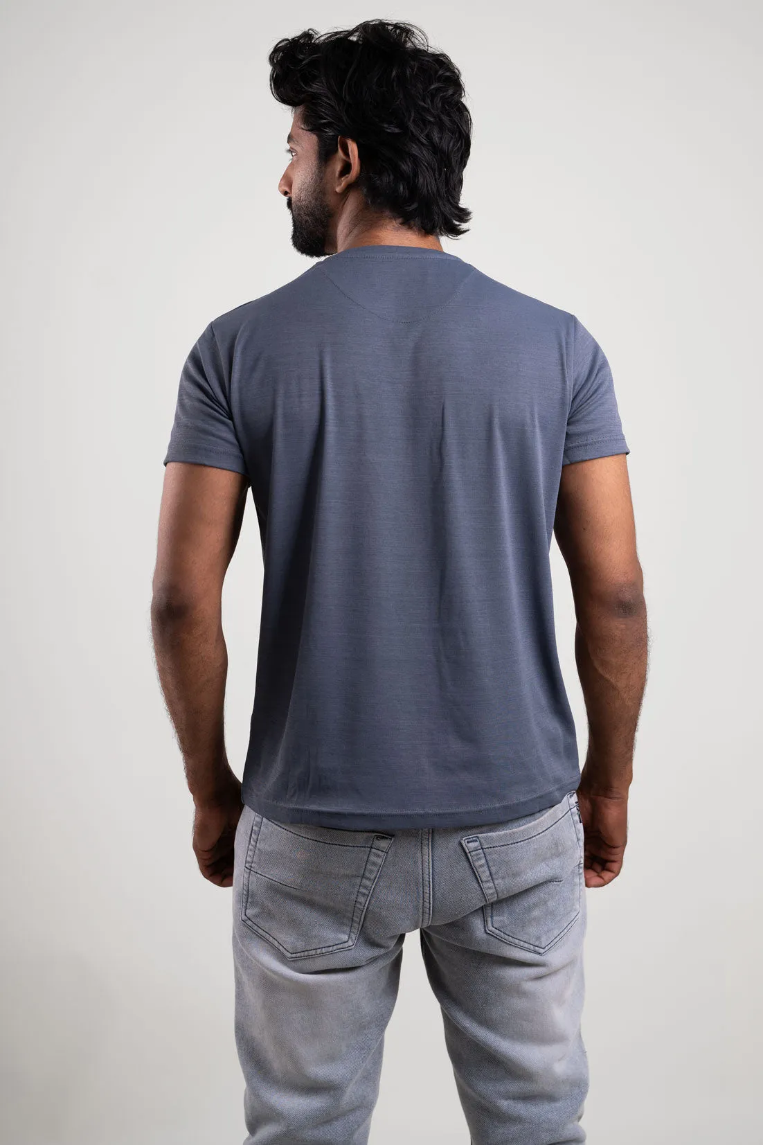 Gray Crew Neck Tshirt - ProStretch Classic Tee For Men