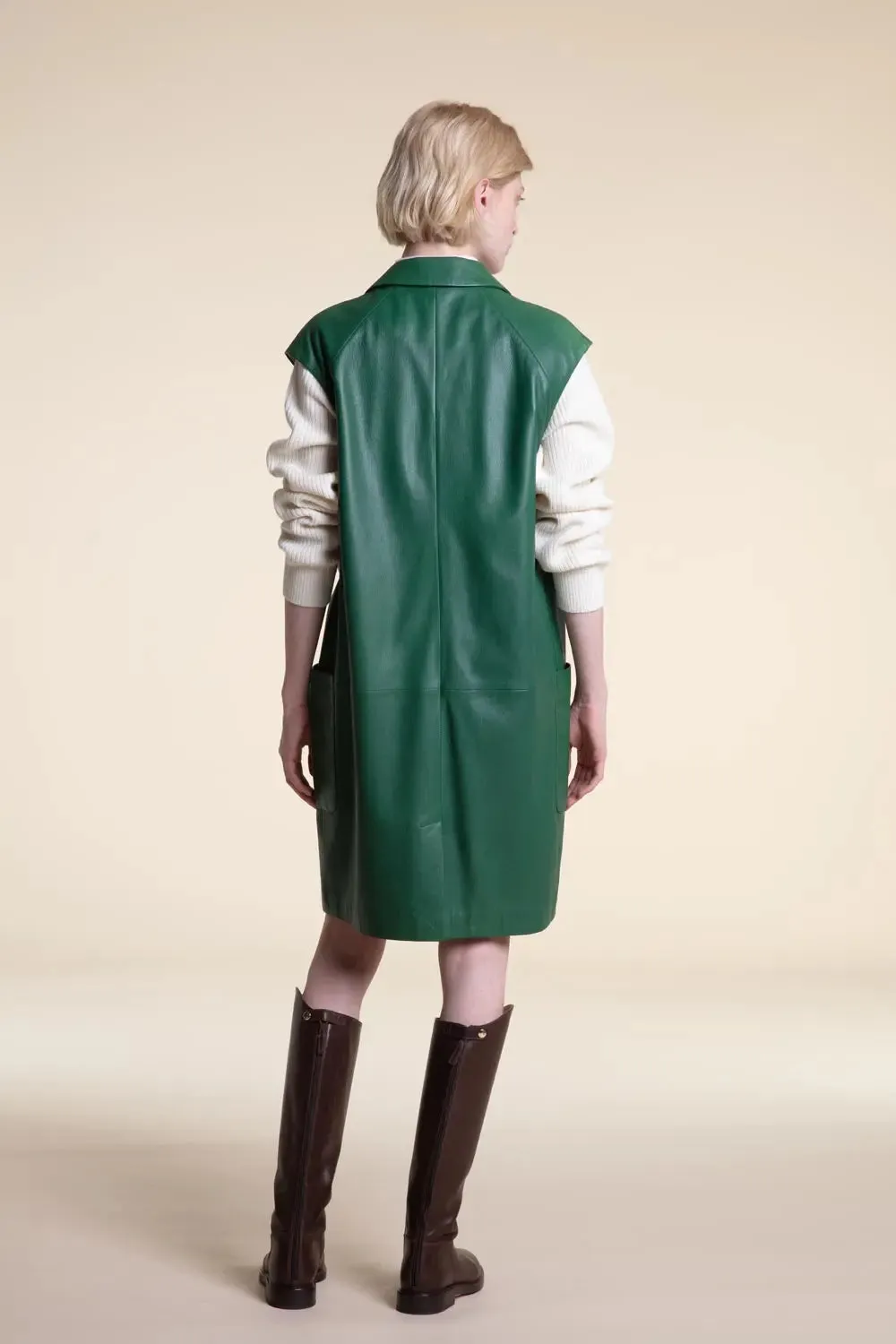 Green vest leather jacket