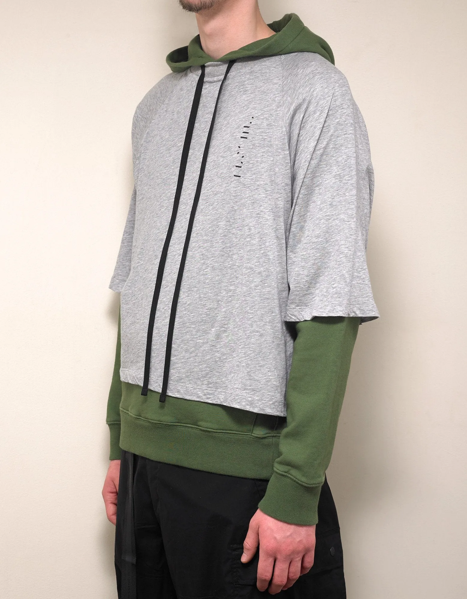 Grey & Green Dual Layer Hoodie