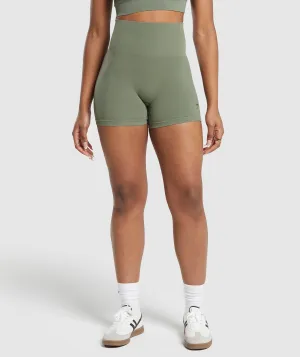 Gymshark Ribbed Cotton Seamless Shorts - Base Green