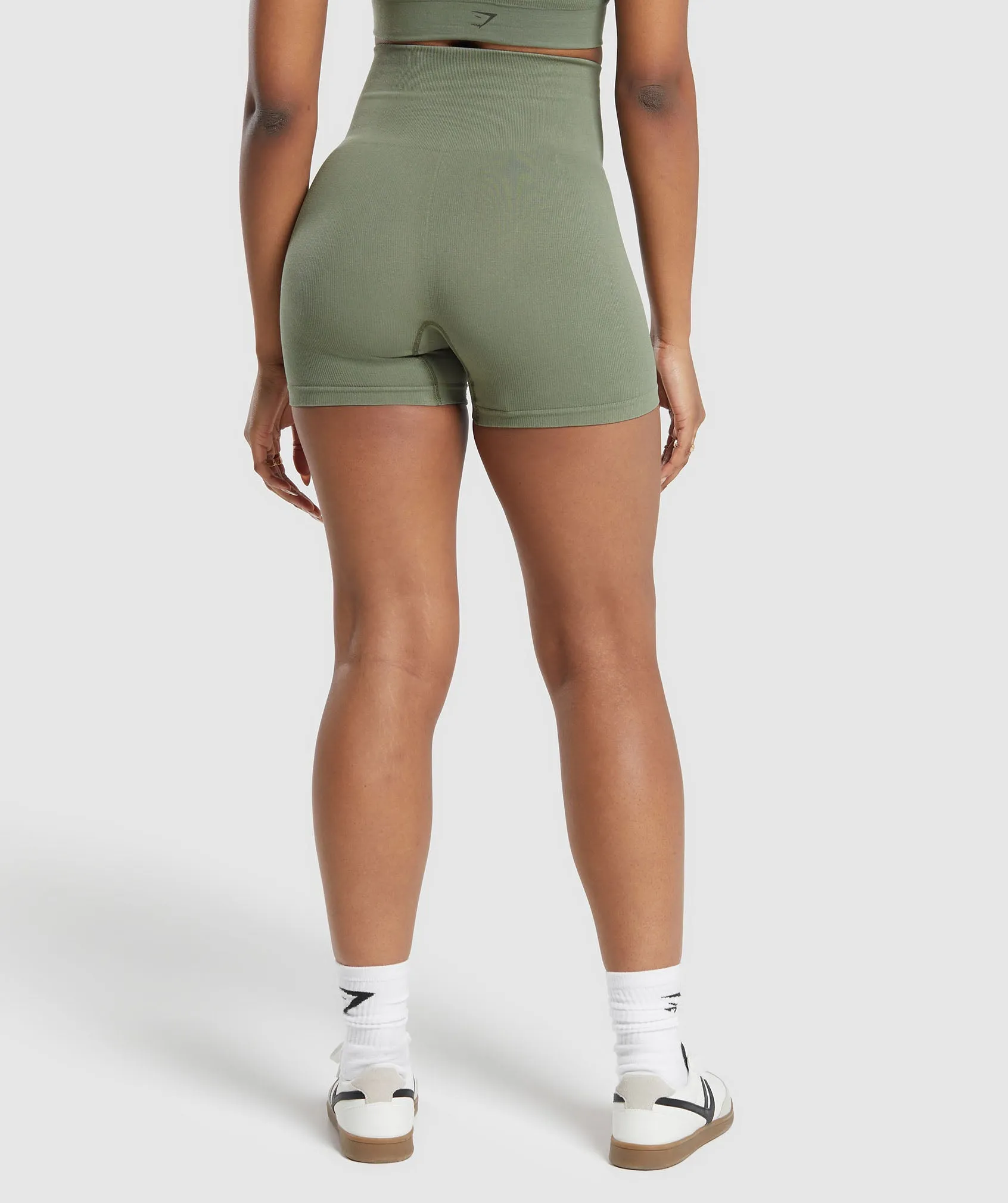 Gymshark Ribbed Cotton Seamless Shorts - Base Green