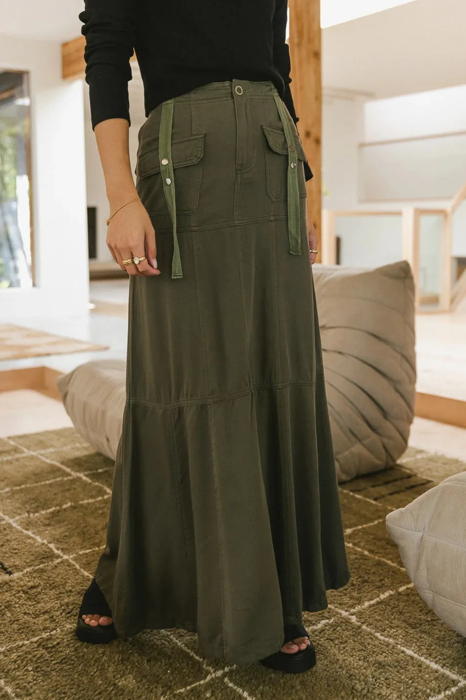 Hadlee Utility Maxi Skirt in Olive - FINAL SALE