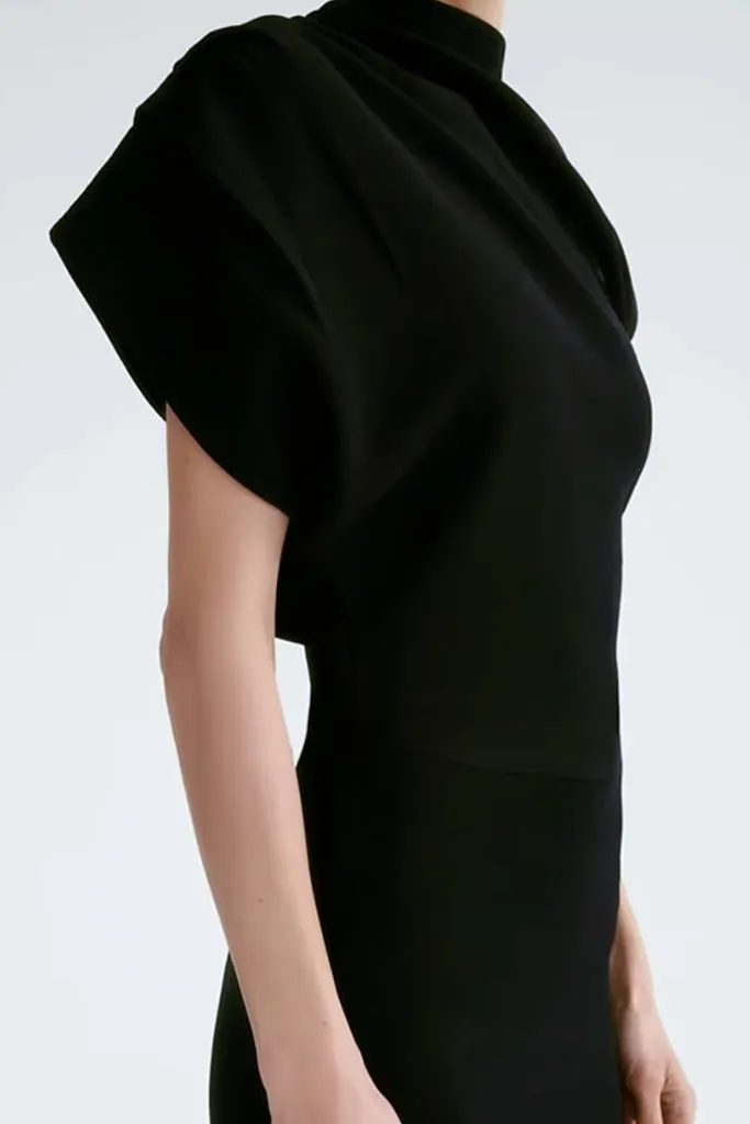 Hazel Black Knitted Asymmetrical Dress