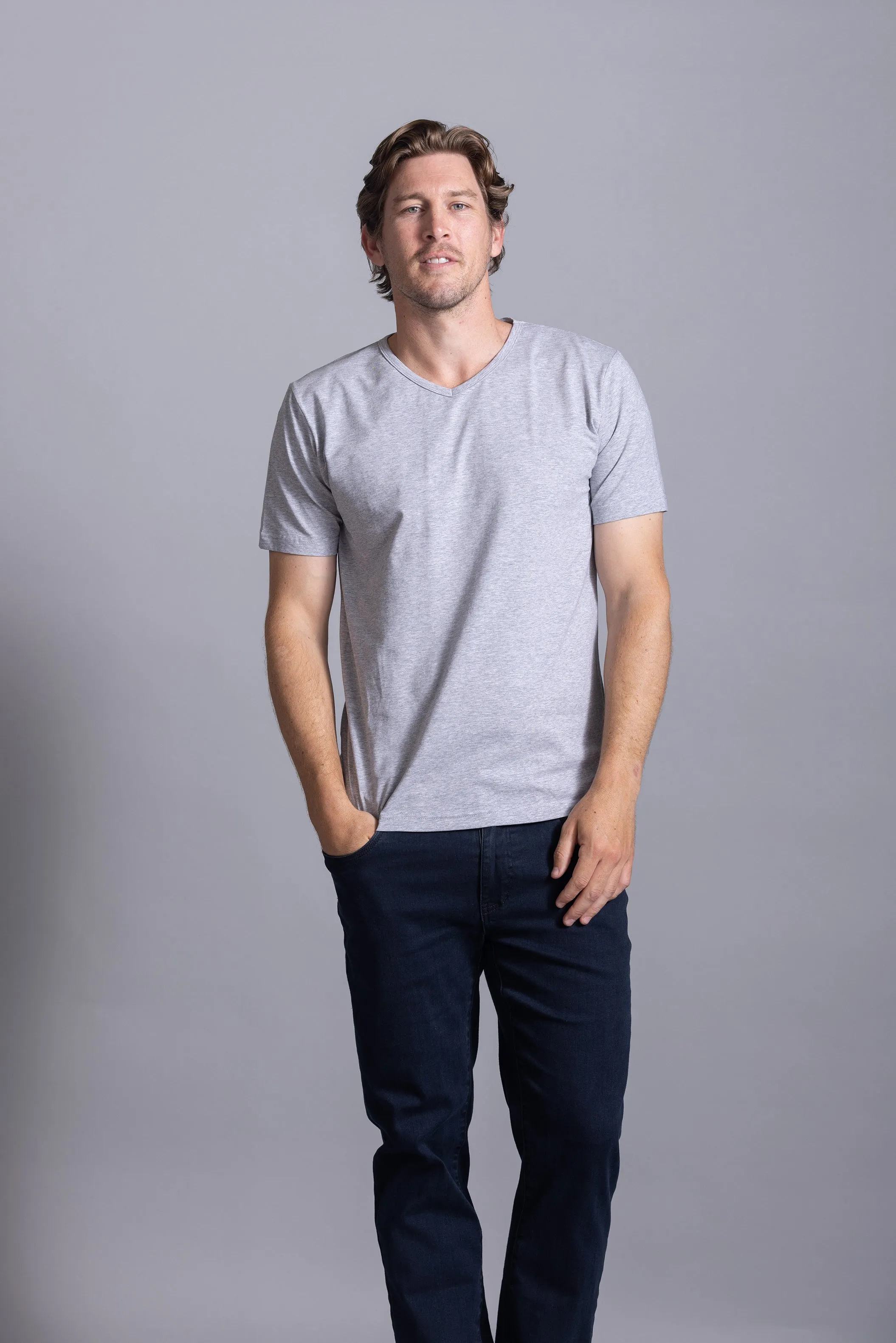 Henry V-Neck T-Shirt: Ash