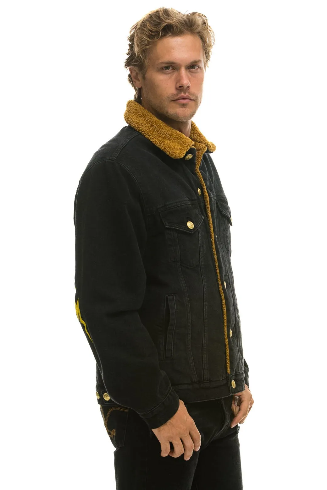 HIGH ON LIFE RANCH SHERPA DENIM JACKET - VINTAGE BLACK