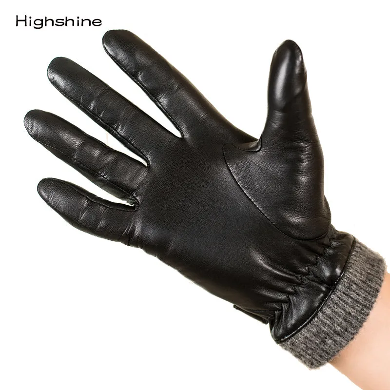 HighShine Men's Luxury Italian Goatskin Leather Gloves Wool Lined Soft leather Driving Gloves For Men