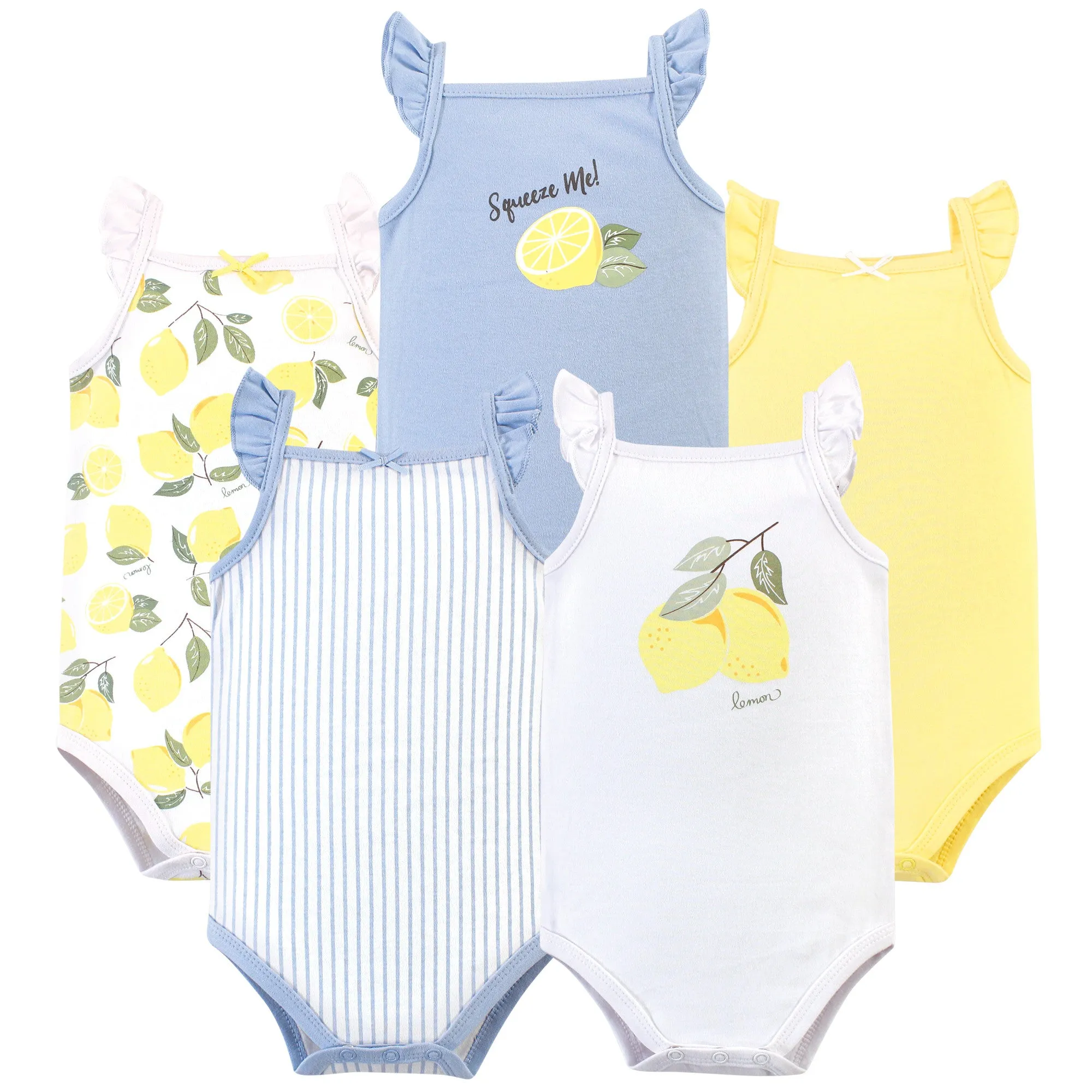 Hudson Baby Cotton Sleeveless Bodysuits, Lemon