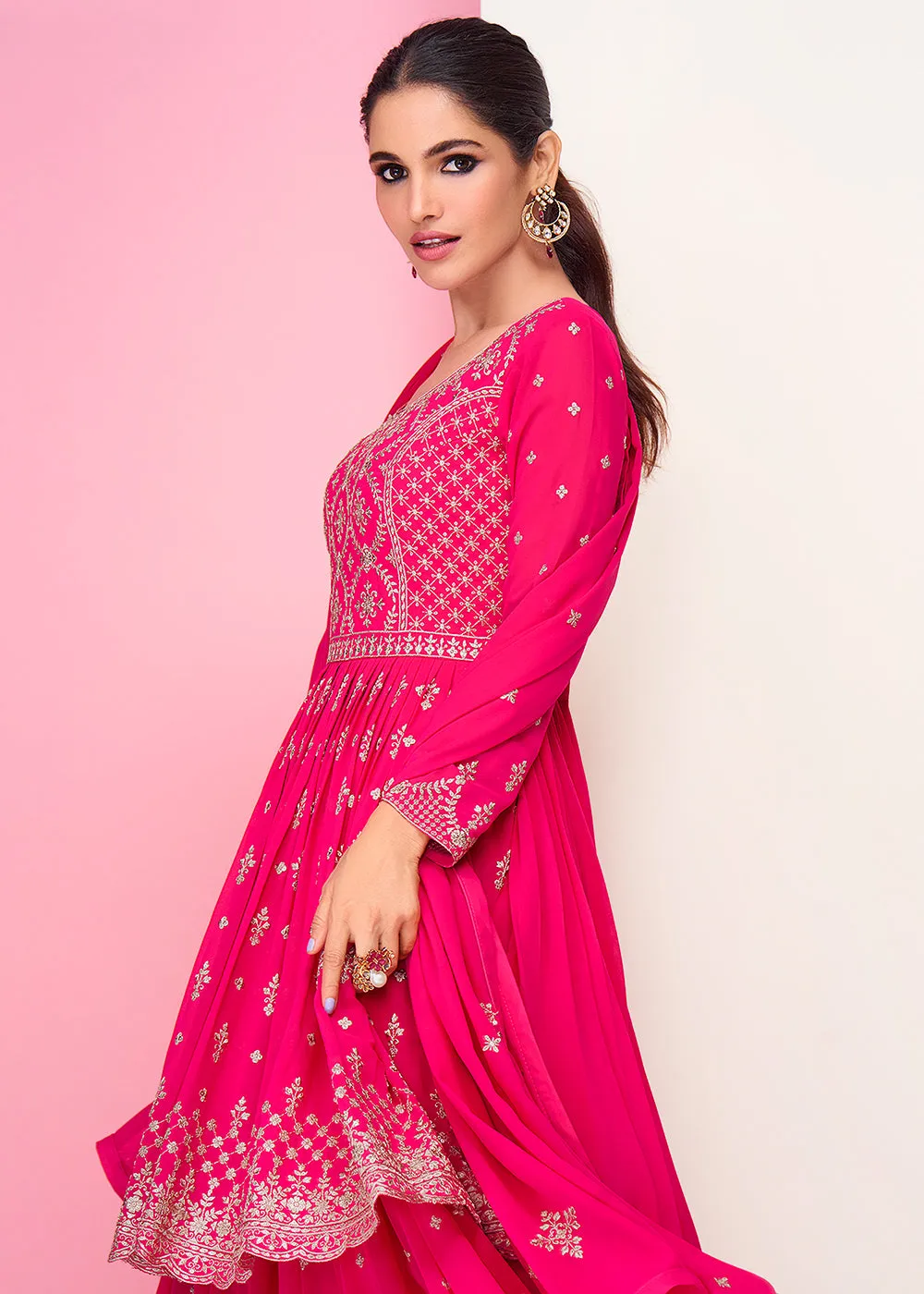 Incredible Pink Sharara Top Style Lehenga Anarkali