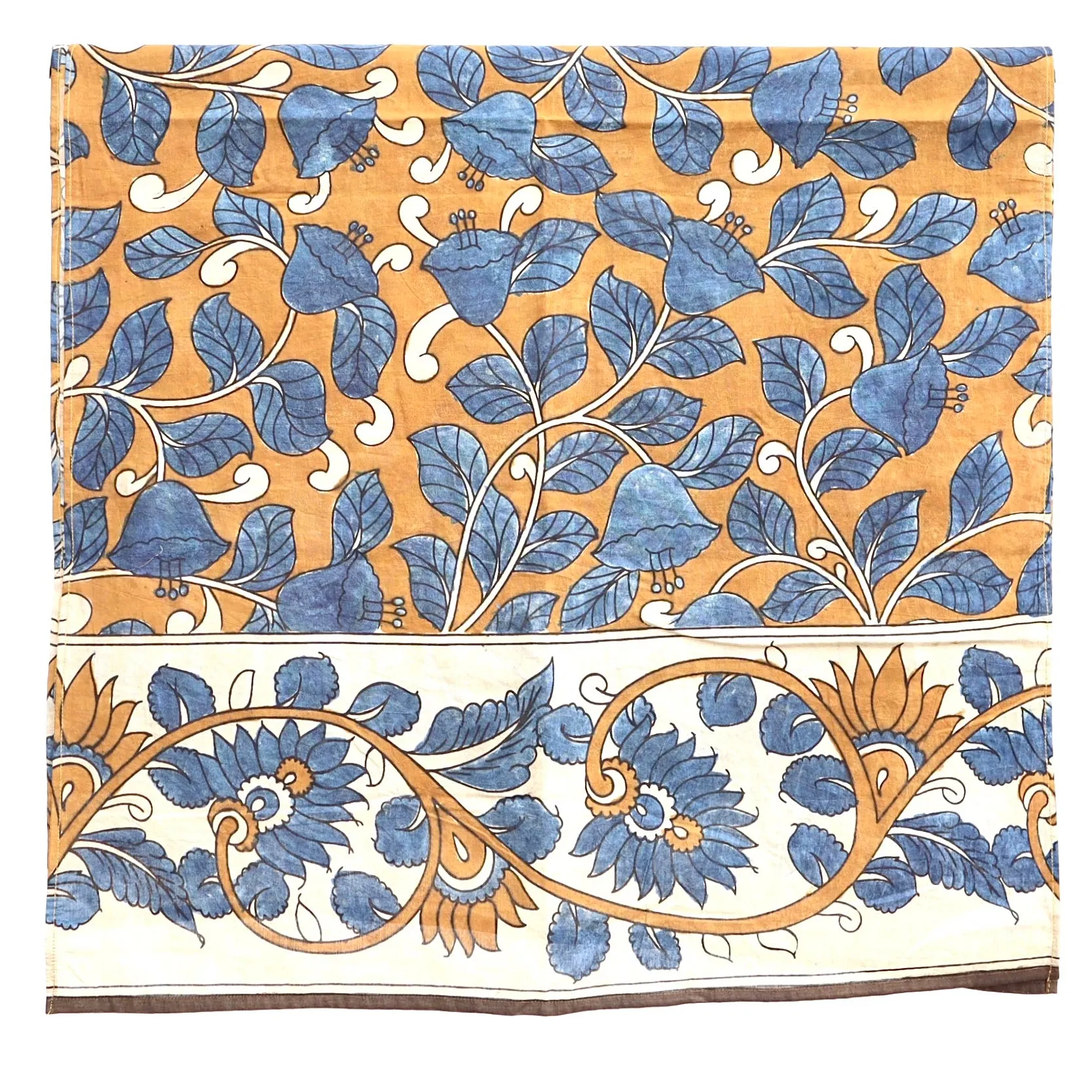 Indigo Meadow – Limited Edition Hand Painted Cotton Scarf(HS0016)