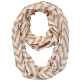 Infinity Neck Scarf Tan and White Chevron