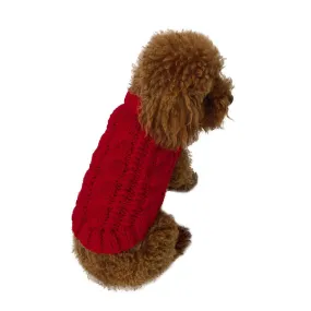 Irish Isle Handknit Mock Neck Dog Sweater Red