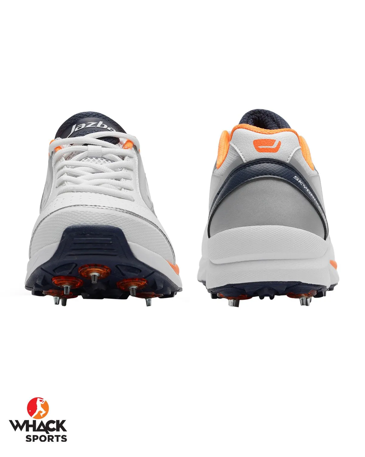 Jazba Sky Drive 101S Cricket Shoes - Steel Spikes - Navy/Orange