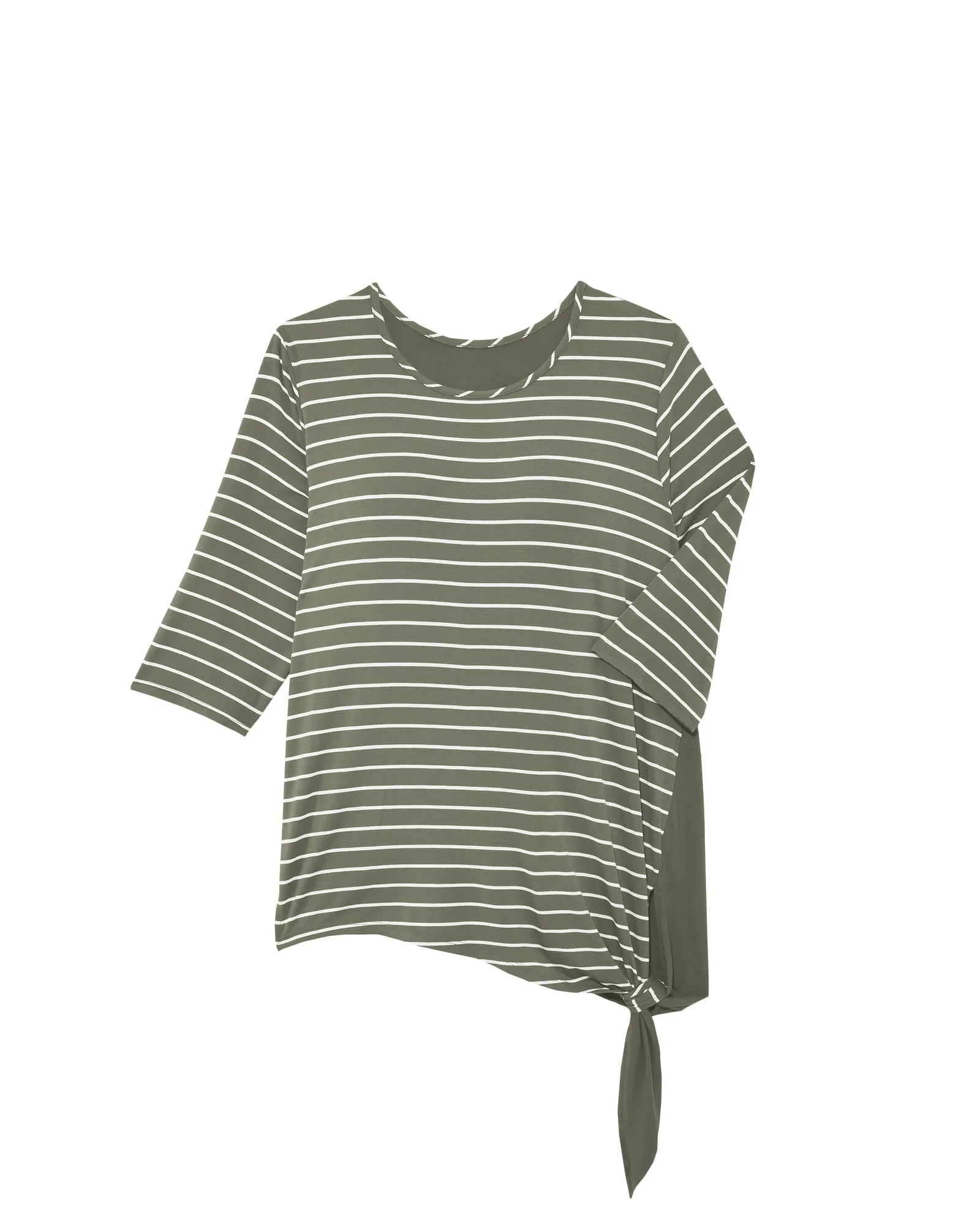 Jessin Side Knot Tee | Olive Green / White