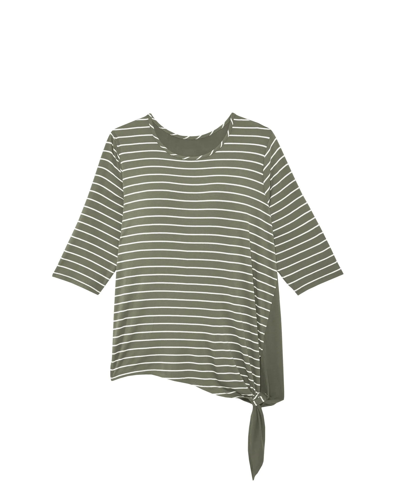 Jessin Side Knot Tee | Olive Green / White