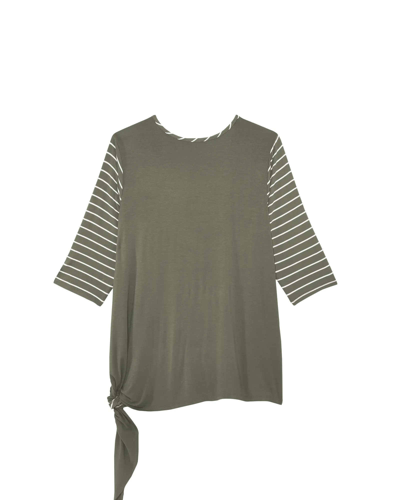 Jessin Side Knot Tee | Olive Green / White