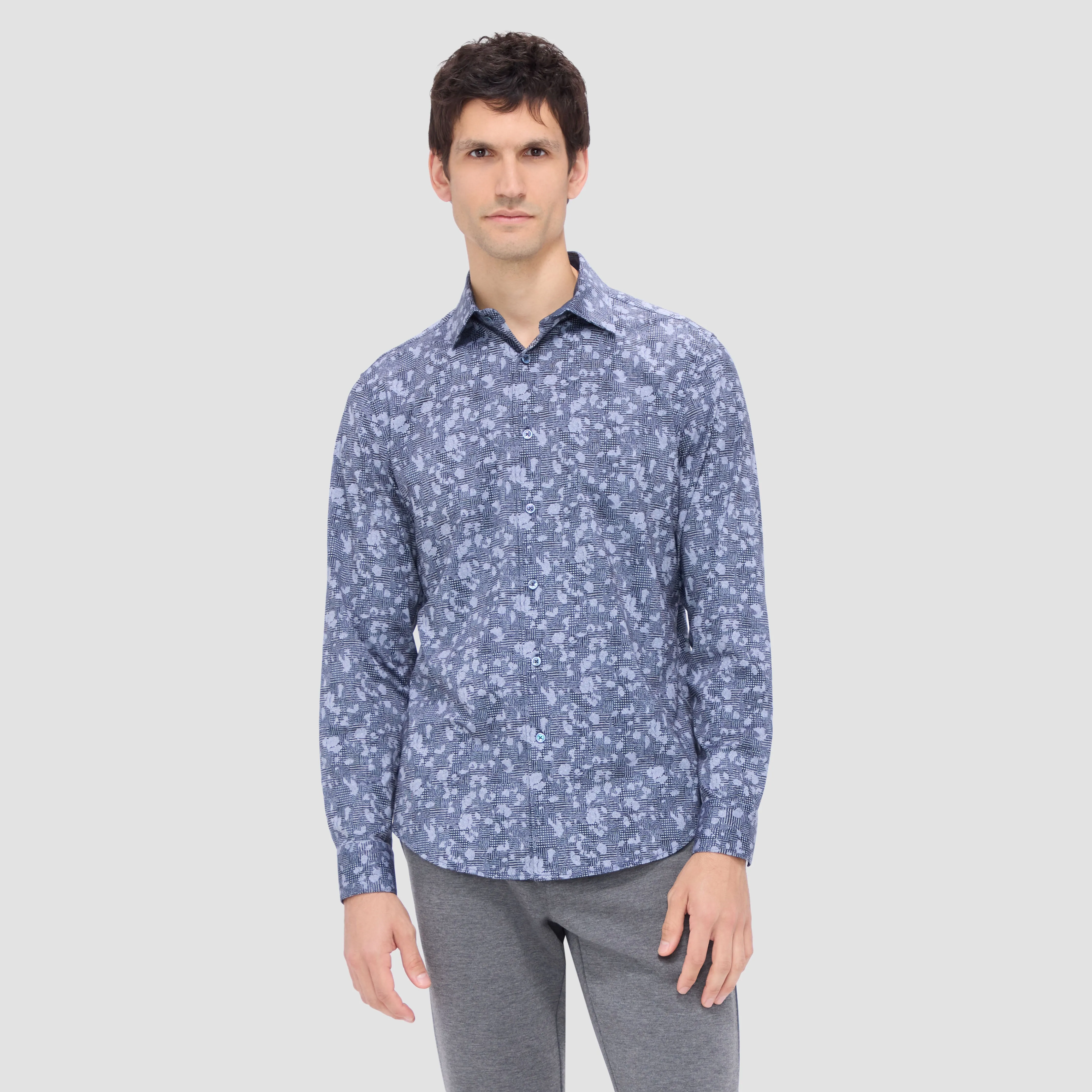 Jimmy Double Sided Abstract/Herringbone OoohCotton Shirt