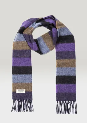 John Hanly Lambswool Scarf Purple Stripe