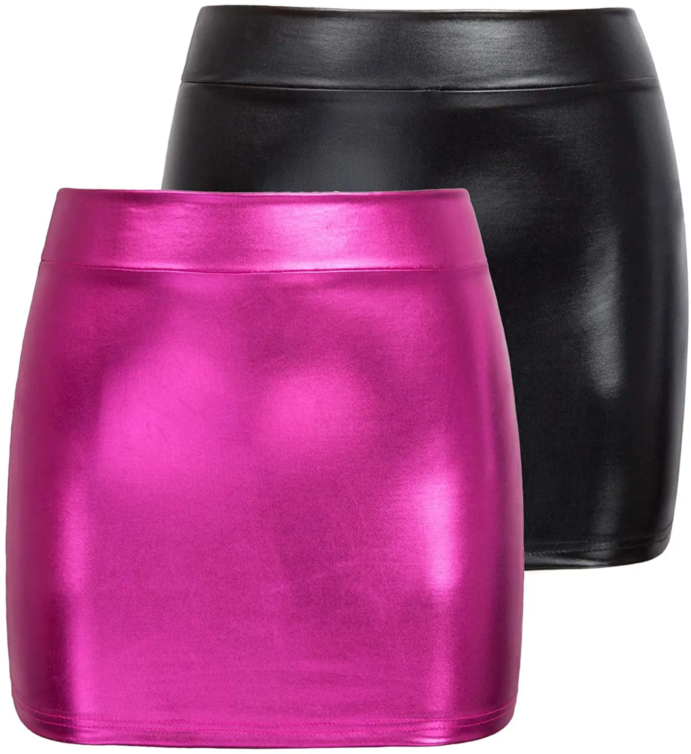 Kate Kasin Stretchy Shiny Metallic Mini Skirt for Women Nightout Wear