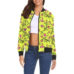 Key Lime Star Bomber Jacket for Women