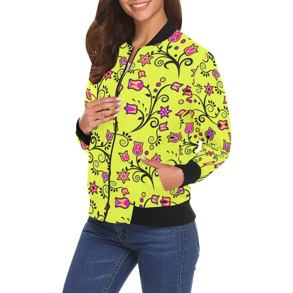 Key Lime Star Bomber Jacket for Women