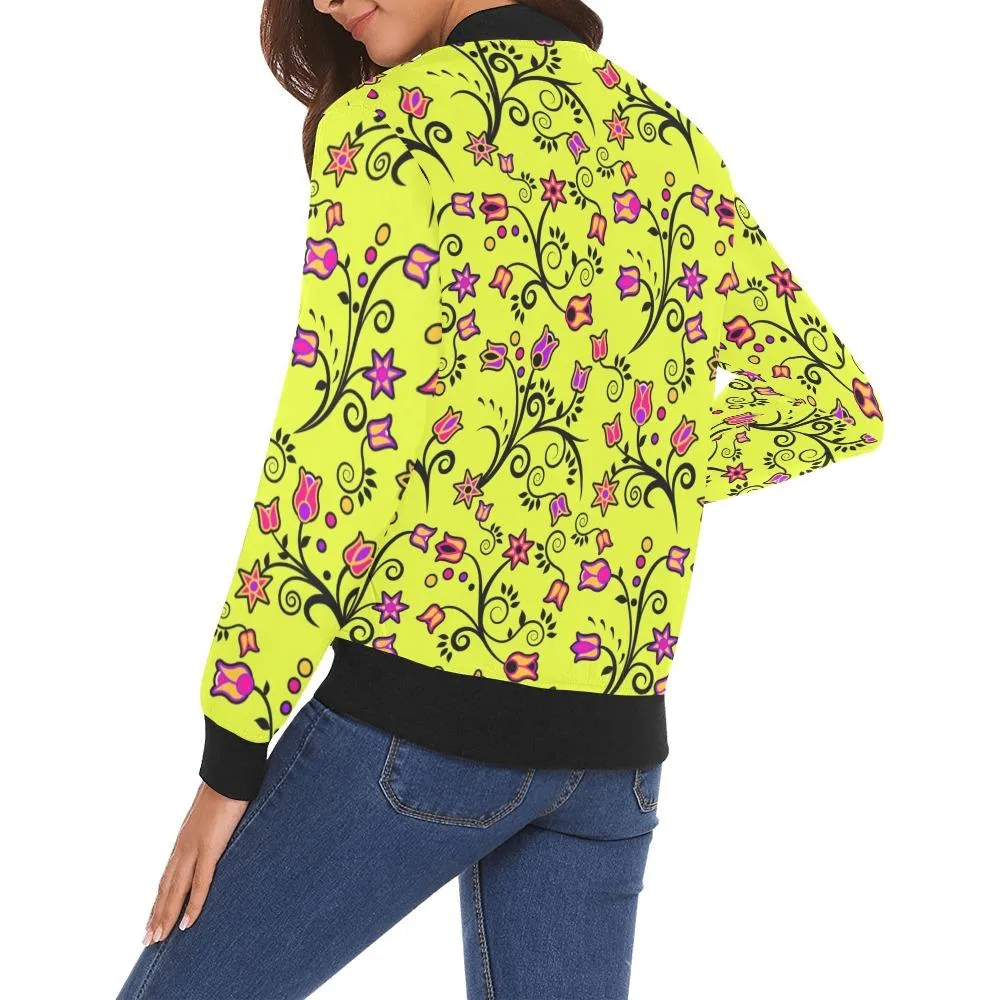 Key Lime Star Bomber Jacket for Women