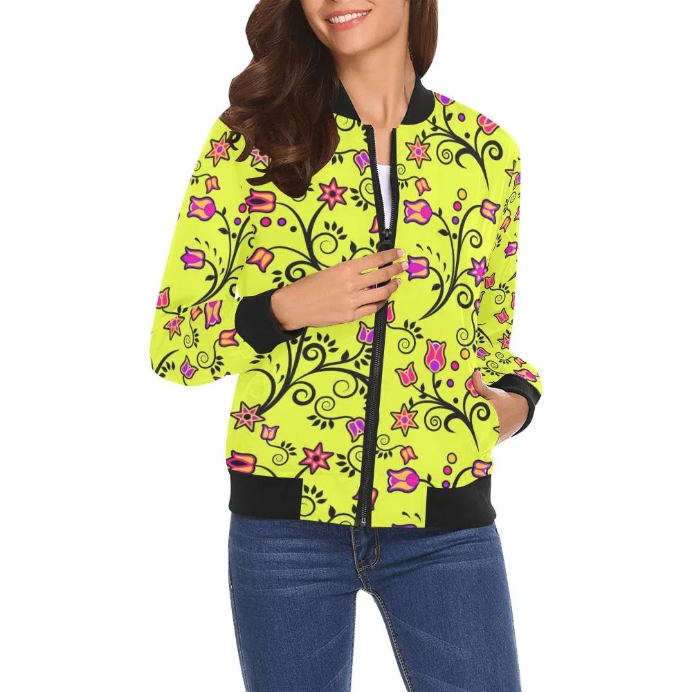 Key Lime Star Bomber Jacket for Women