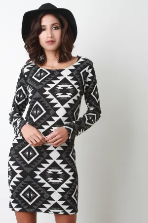 Knitted Diamond Tribal Sweater Dress