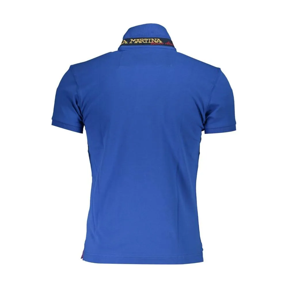 La Martina Blue Cotton Men Polo Shirt