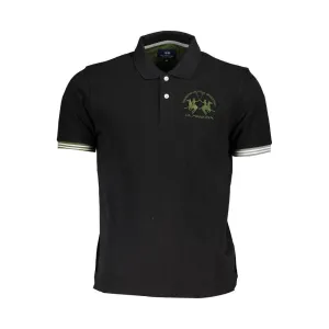 La Martina Sleek Black Polo with Subtle Contrasts