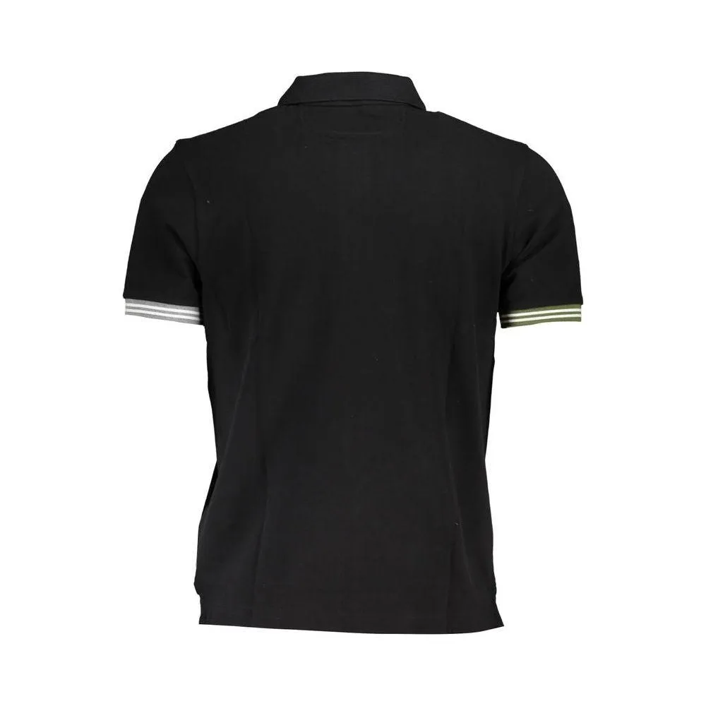 La Martina Sleek Black Polo with Subtle Contrasts