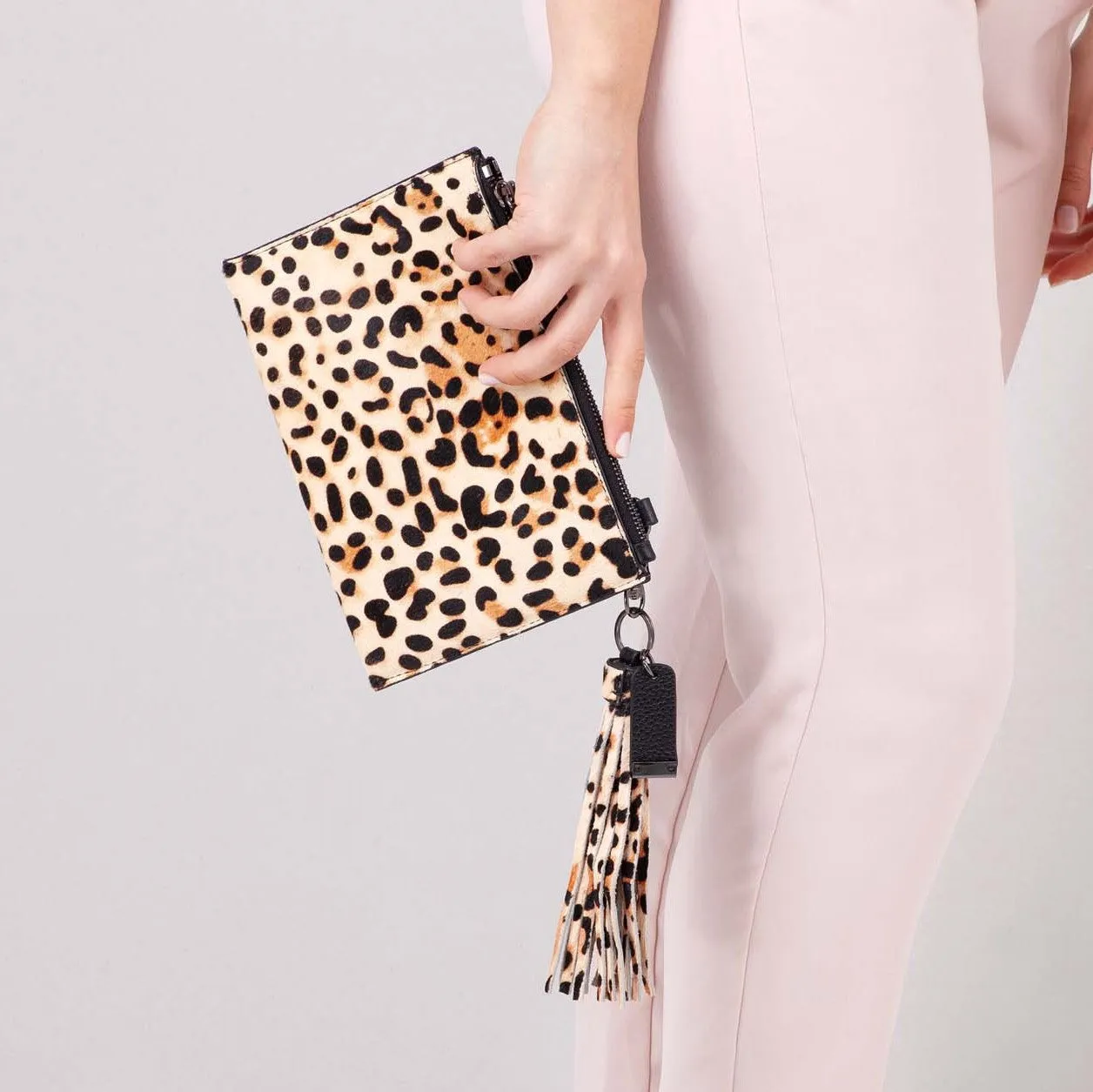 Leather Mini Clutch -  Leopard