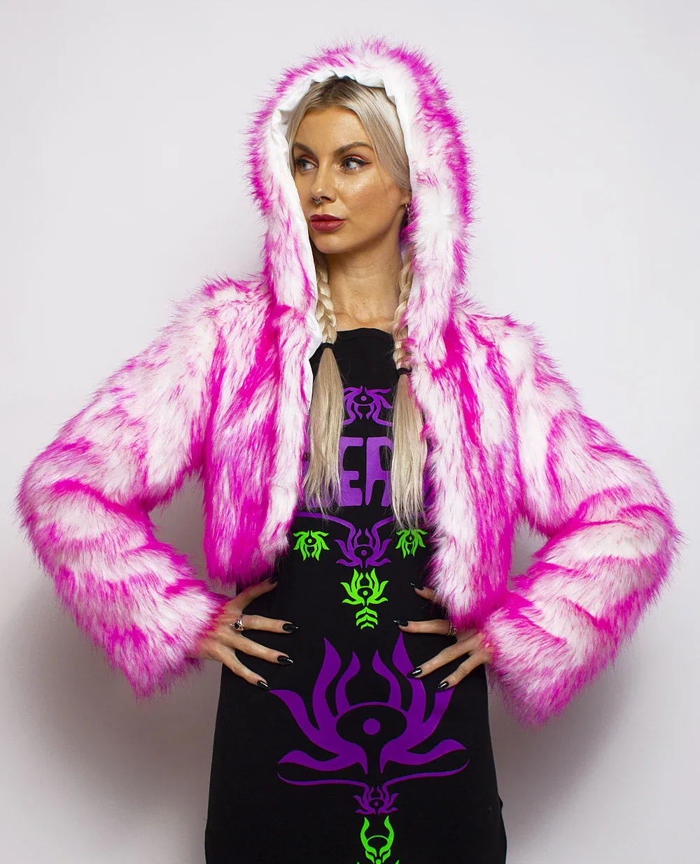 LED CROP FUR JACKET