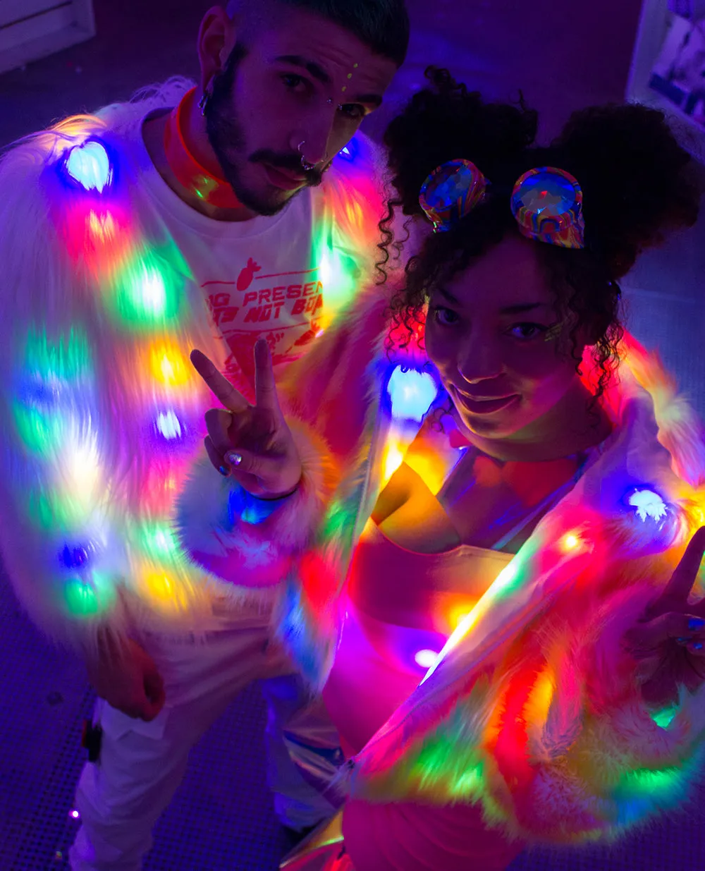 LED CROP FUR JACKET