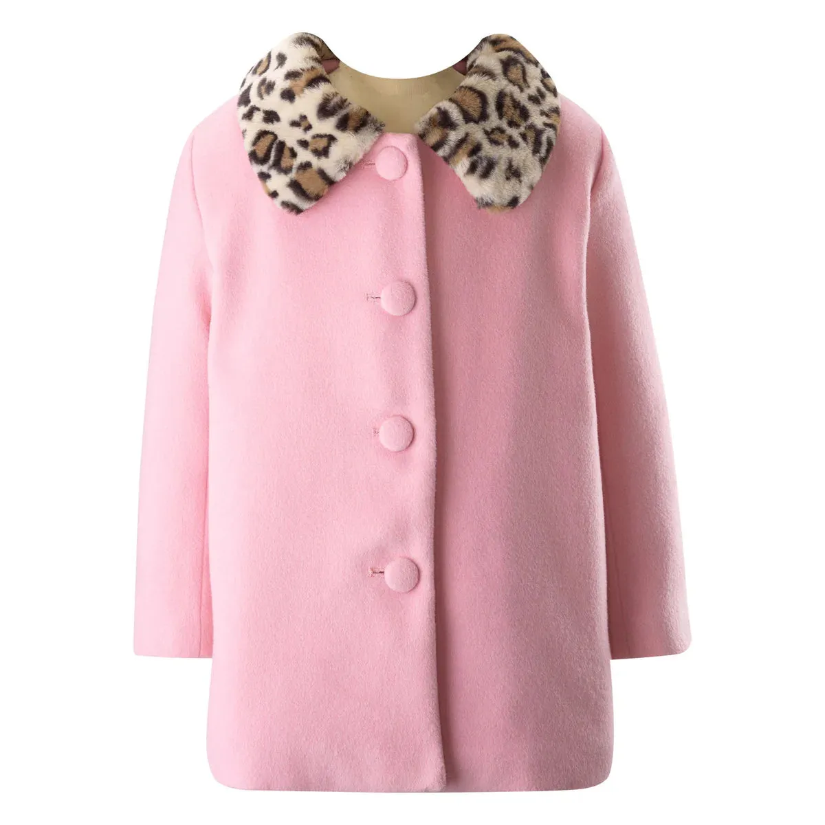 Leopard Faux Fur Collar Coat