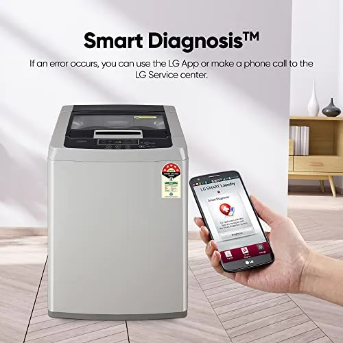 LG 8 Kg 5 Star Inverter TurboDrum Fully Automatic Top Loading Washing Machine (T80SKSF1Z, Waterfall Circulation, Digital Display, Middle Free Silver)