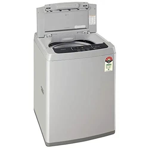 LG 8 Kg 5 Star Inverter TurboDrum Fully Automatic Top Loading Washing Machine (T80SKSF1Z, Waterfall Circulation, Digital Display, Middle Free Silver)