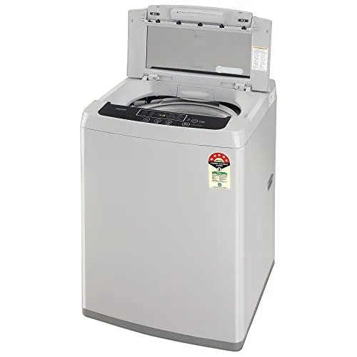 LG 8 Kg 5 Star Inverter TurboDrum Fully Automatic Top Loading Washing Machine (T80SKSF1Z, Waterfall Circulation, Digital Display, Middle Free Silver)