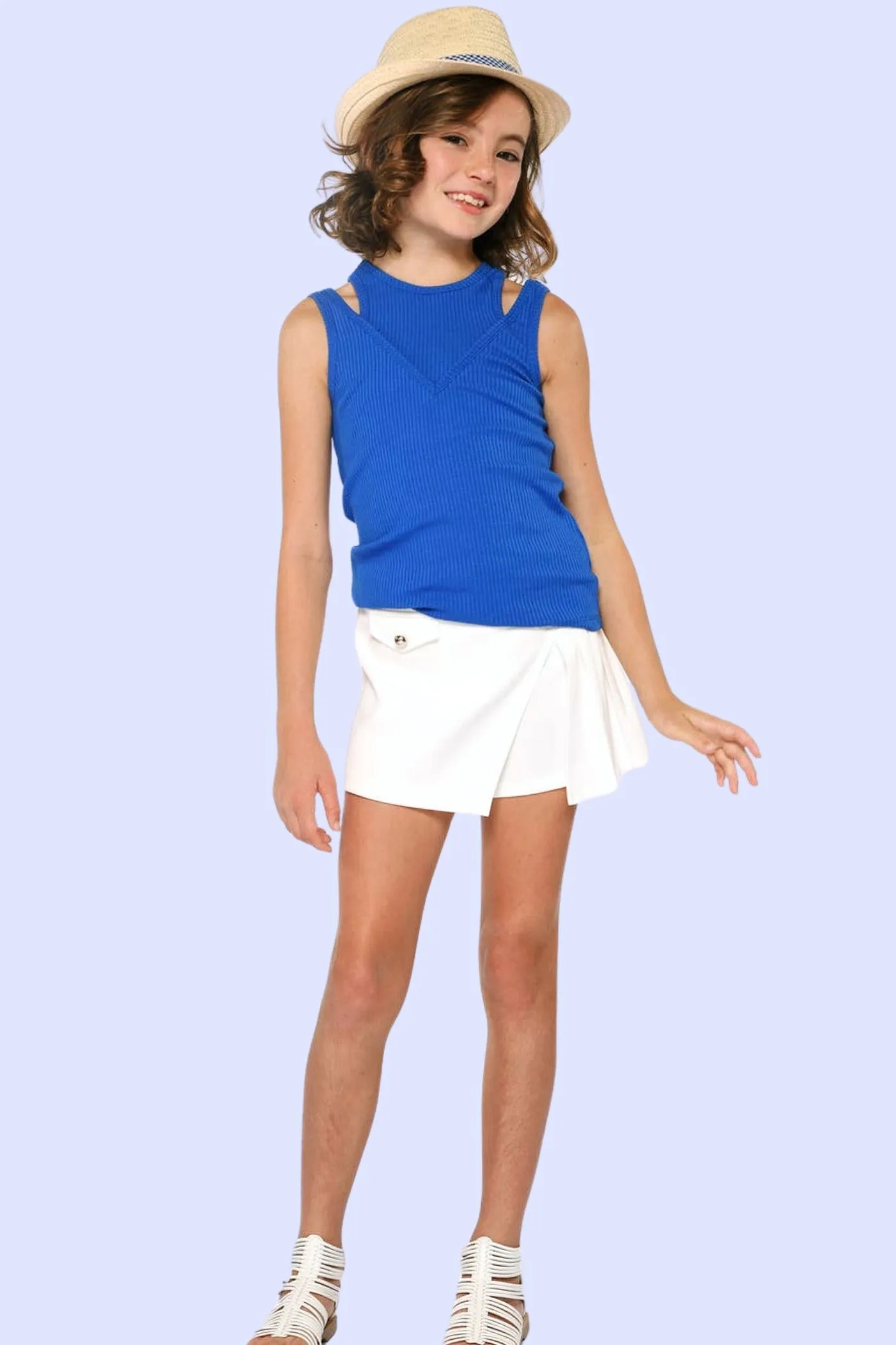 Little Girl’s Tween Chic Asymmetrical Pleated Skort