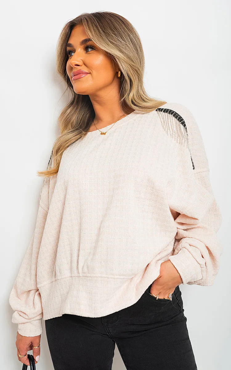 Long Sleeve Knitted Jumper With Tassel Detail