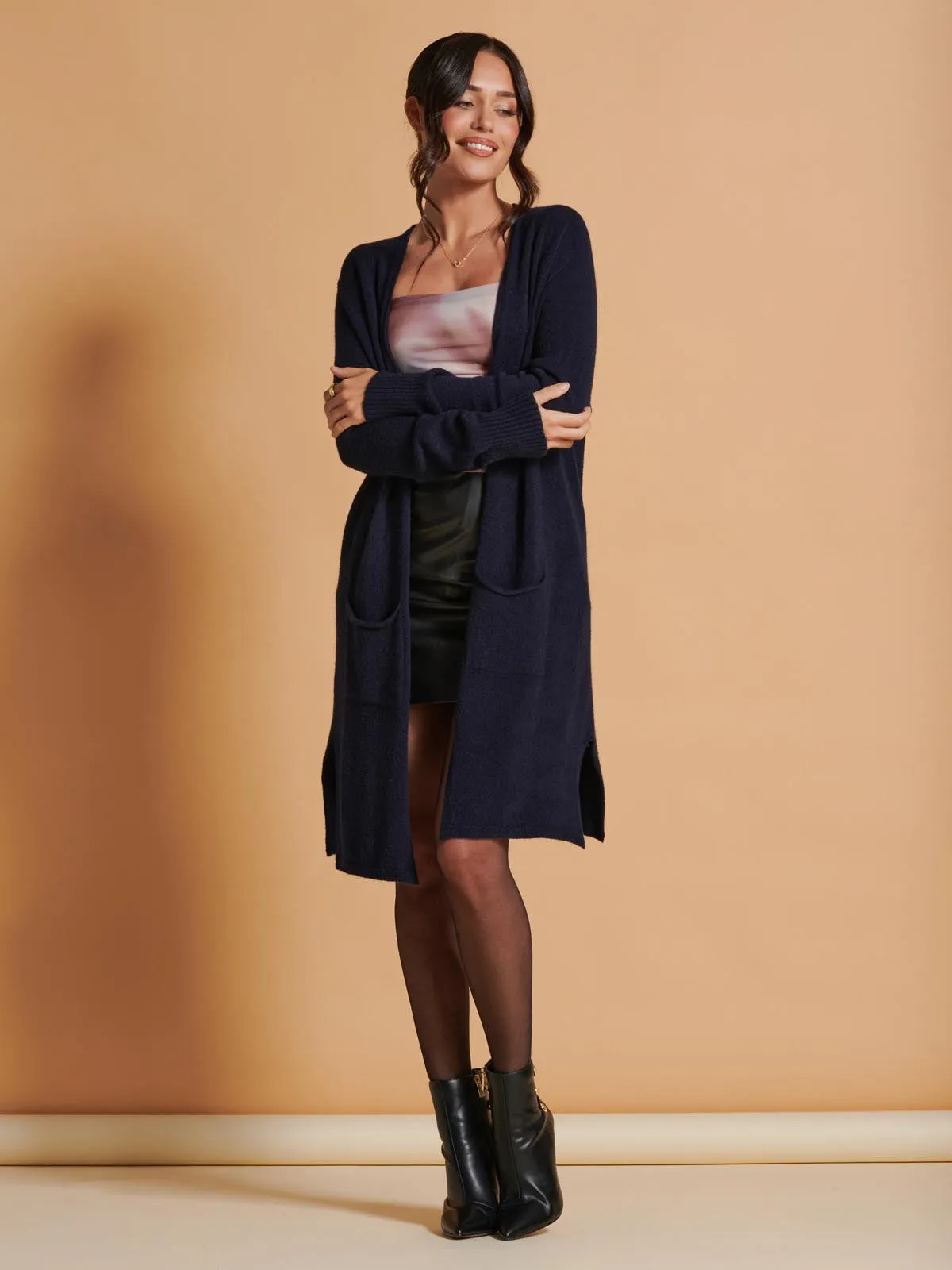 Longline Soft Knitted Cardigan, Blue