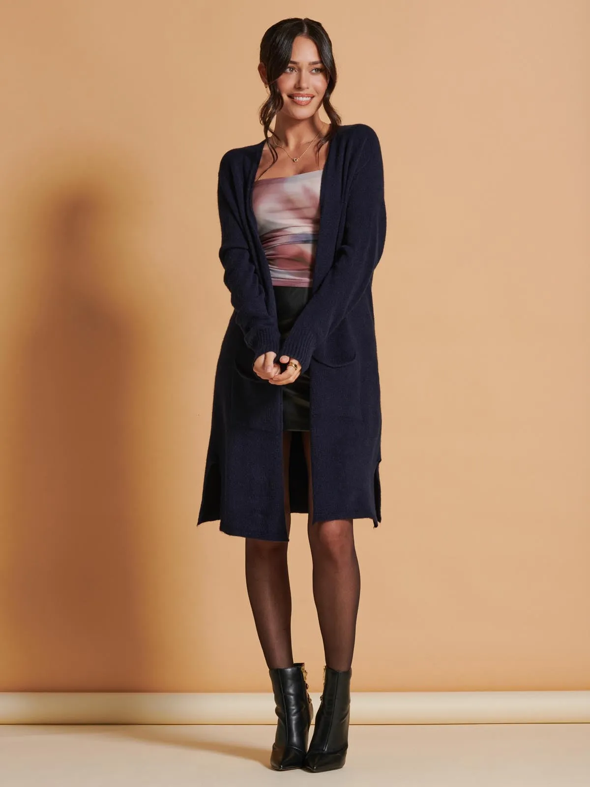 Longline Soft Knitted Cardigan, Blue