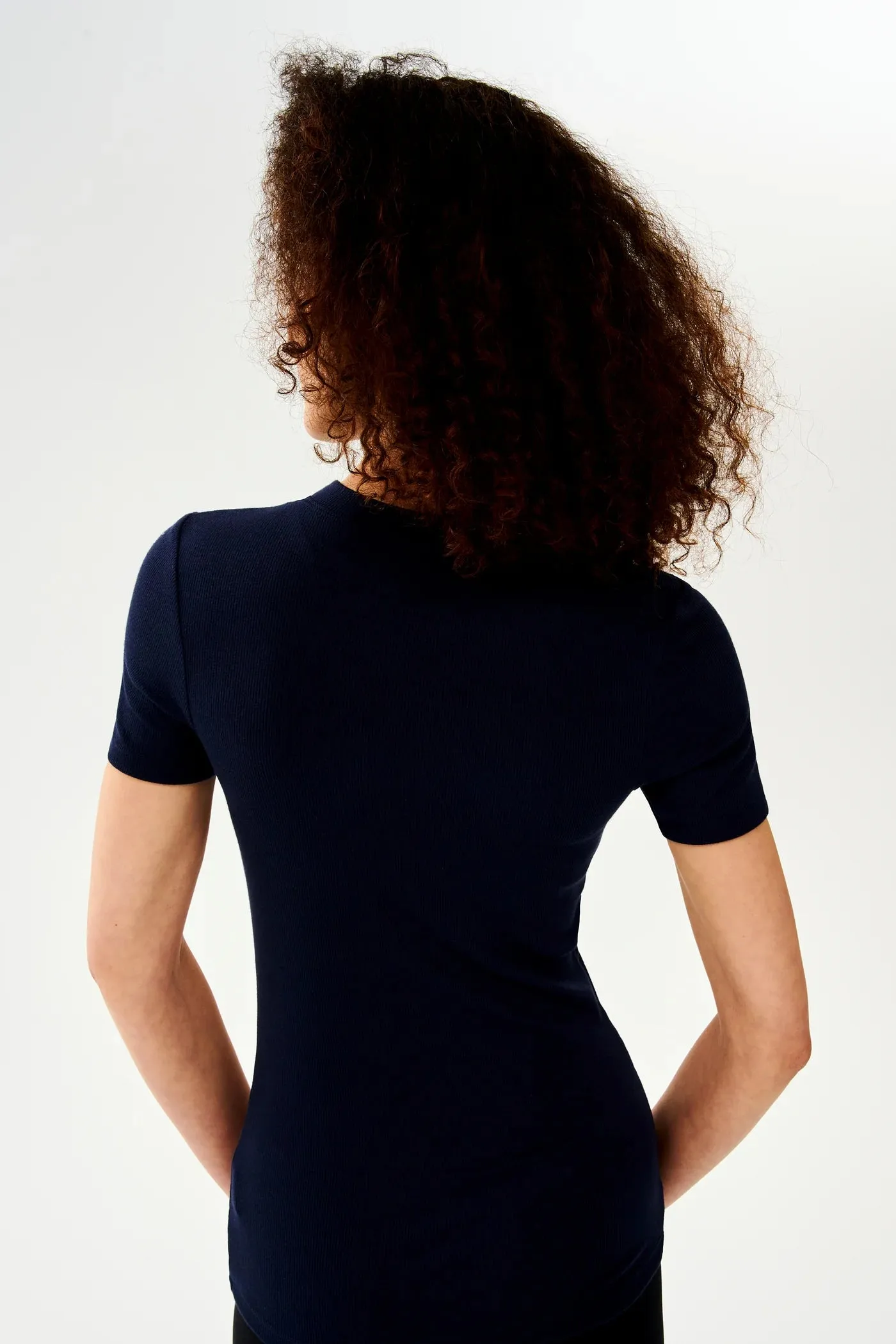 Louise Rib Short Sleeve in Indigo