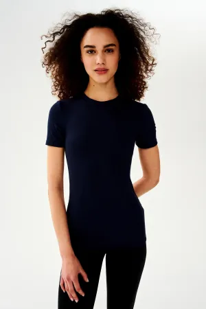 Louise Rib Short Sleeve in Indigo