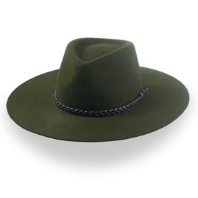 Low Crown Wide Brim Outback Fedora in Dark Olive Green | The Bush